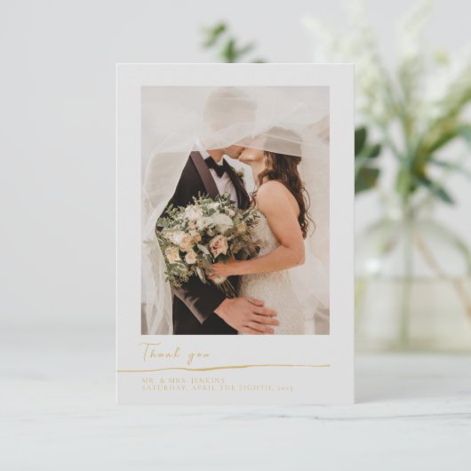 Ihr Hochzeitssegment Foto Gold-Script danke Ihnen  (Stehend Vorderseite)