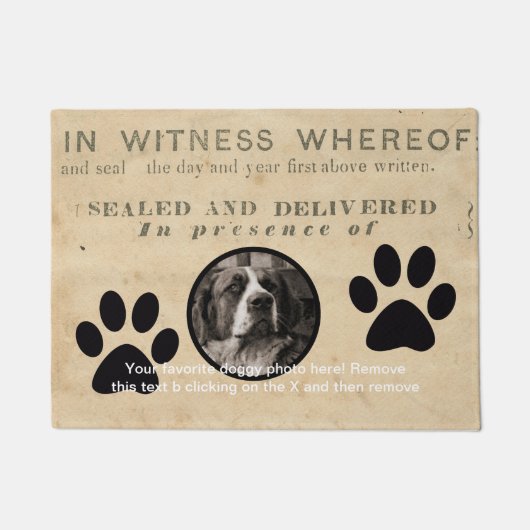Ihr Hund Foto in Paws 1860 Legal Document Funny Fußmatte (Vorderseite)