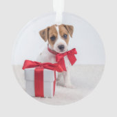 Ihr Hund ist das erste Weihnachten | Kohle mit Fot Ornament (Rückseite)