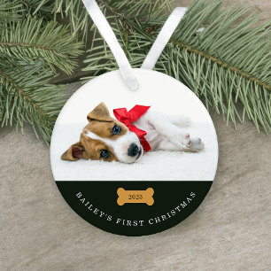 Ihr Hund ist das erste Weihnachten Kohle mit Fot Ornament