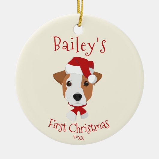 Ihr Hund ist zu Weihnachten - Niedlicher Jack Russ Keramik Ornament (Vorne)