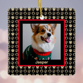 Ihr Hunde-Foto mit Golddrucken auf schwarz Keramikornament
