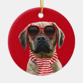 Ihr Hundeschlitten mit digitalem Weihnachtszubehör Keramik Ornament (Vorne)