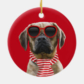 Ihr Hundeschlitten mit digitalem Weihnachtszubehör Keramik Ornament (Hinten)