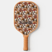 Ihr Hundewelpe, kundenspezifisches Foto Monogram Pickleball Schläger (Rückseite)