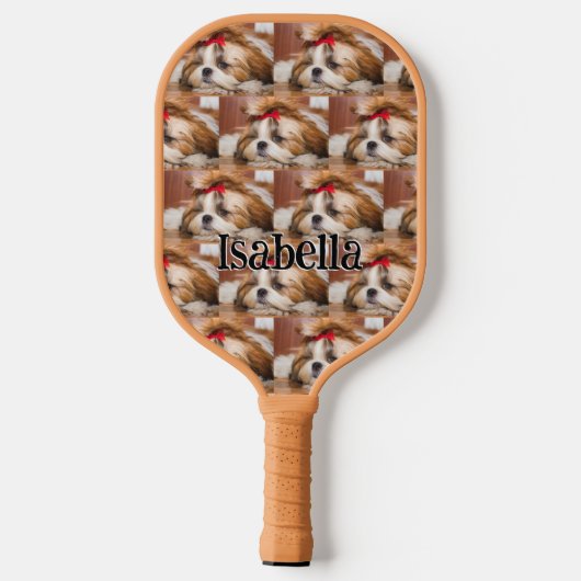 Ihr Hundewelpe, kundenspezifisches Foto Monogram Pickleball Schläger (Rückseite)