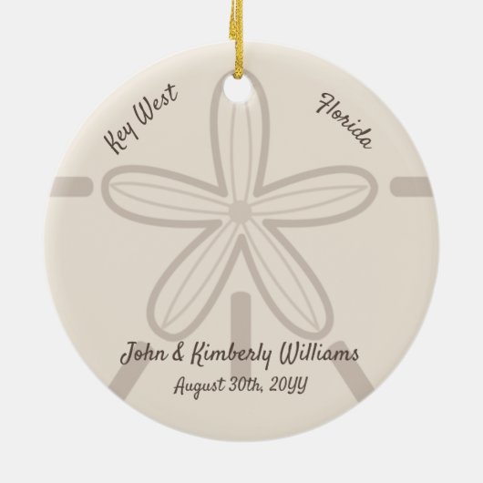 Ihr individueller Strand Sand Dollar Keramikornament (Hinten)