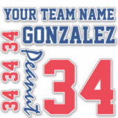 Ihr individueller Team Spirit Jersey-Nummer-Aufkle Aufkleber (Vorderseite)