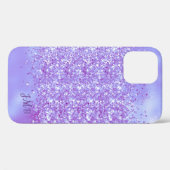 Ihr Initials Purpe Glitzer Case-Mate iPhone Hülle (Rückseite (Horizontal))