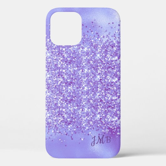 Ihr Initials Purpe Glitzer Case-Mate iPhone Hülle (Rückseite)