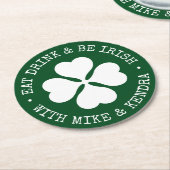 IHR IRISH PUB isst Drink & Be Irish Round Paper Co Runder Pappuntersetzer (Angewinkelt)