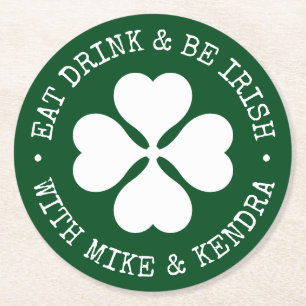 IHR IRISH PUB isst Drink & Be Irish Round Paper Co Runder Pappuntersetzer