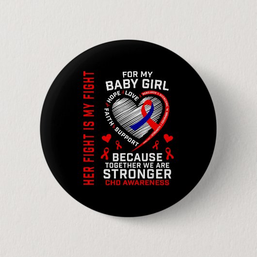 Ihr Kampf Baby Mädchen CHD Bewusstsein Herzkrankhe Button (Vorderseite)