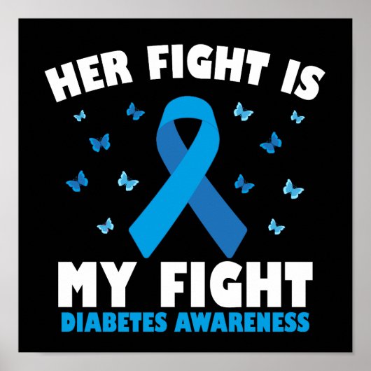 Ihr Kampf gegen mein Diabetes-Bewusstsein T1D Ribb Poster (Vorne)