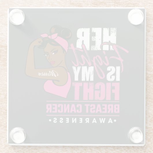 Ihr Kampf ist mein Brustkrebsbewusstsein Glasuntersetzer (Rückseite)