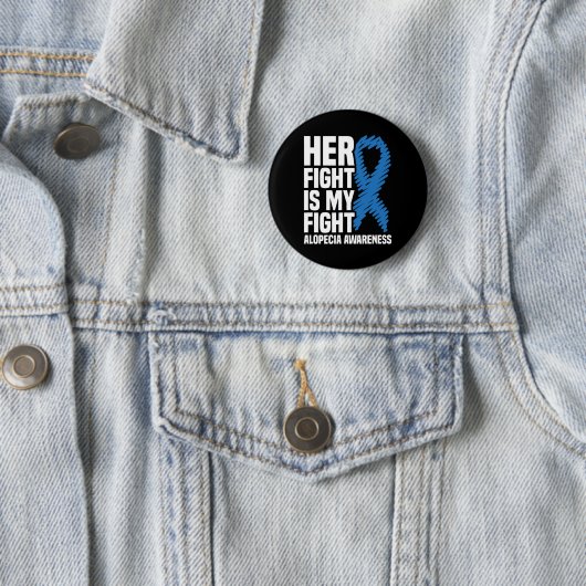 Ihr Kampf ist mein Kampf blauer Ribbon Alopecia Aw Button (Beispiel)