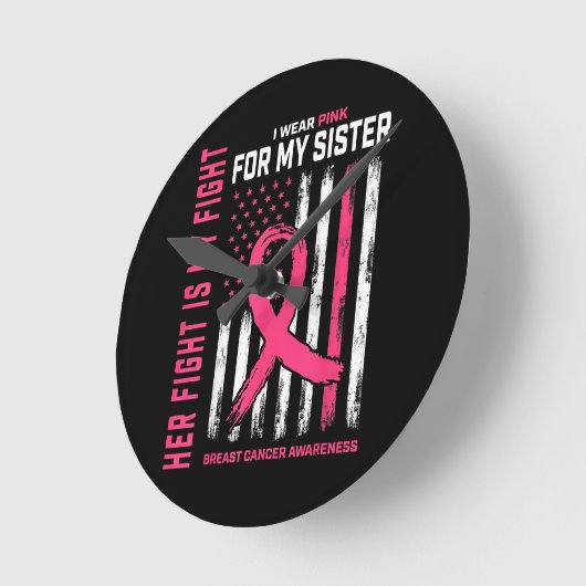 Ihr Kampf ist mein Kampf ich trage rosa Schwester  Runde Wanduhr (Winkel)