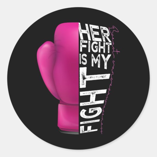 Ihr Kampf ist mein rosafarbener Boxhandschuh Runder Aufkleber (Vorderseite)