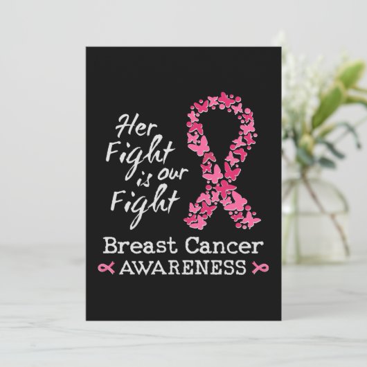 Ihr Kampf ist unser Kampf Brustkrebs-Bewusstsein Einladung (Stehend Vorderseite)