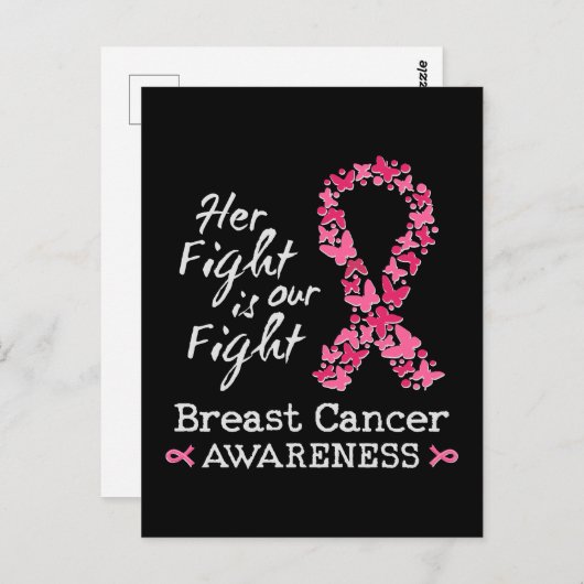 Ihr Kampf ist unser Kampf Brustkrebs-Bewusstsein Postkarte (Vorne/Hinten)