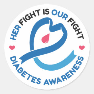 Ihr Kampf ist unser Kampf – Diabetes-Bewusstsein Runder Aufkleber