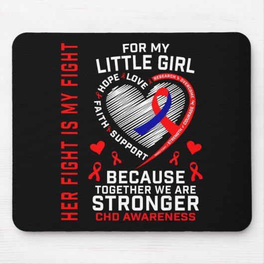 Ihr Kampf Kleines Mädchen CHD Bewusstsein Herzkran Mousepad (Vorne)