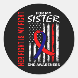 Ihr Kampf Schwester Chd Awareness American Flag Gr Runder Aufkleber