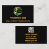 IHR KANAL NAME YOUTUBER SUSCRIBE GREEN QR CODE VISITENKARTE (Vorne/Hinten)