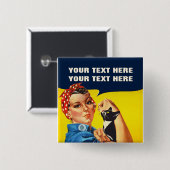 Ihr Katze macht es Rosie The Riveter Feminist Button (Vorne & Hinten)