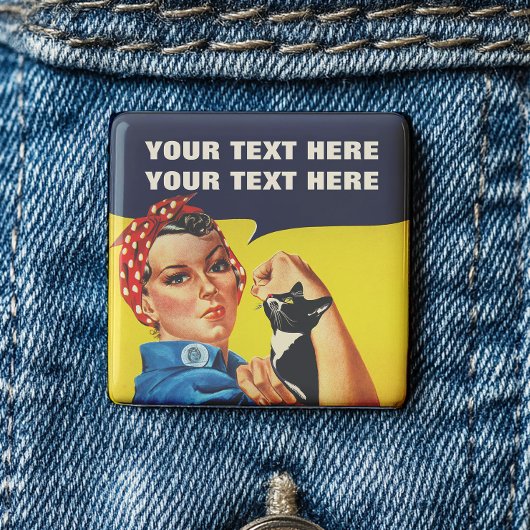 Ihr Katze macht es Rosie The Riveter Feminist Button