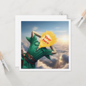 Ihr Kind als Peter Pan fliegt hoch, märchenhaft Karte (Vorderseite/Rückseite Beispiel)