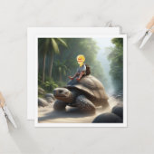 Ihr Kind, das eine Schildkröte, eine leere Schildk Karte (Vorderseite/Rückseite Beispiel)