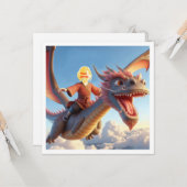 Ihr Kind, das mit asiatischem Drachen fliegt, Drac Karte (Vorderseite/Rückseite Beispiel)