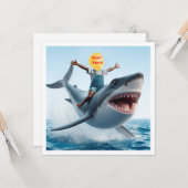 Ihr Kind fährt einen großen weißen Hai, einen weiß Karte (Vorderseite/Rückseite Beispiel)