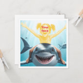 Ihr Kind fährt einen kleinen Hai, einen großen wei Karte (Vorderseite/Rückseite Beispiel)