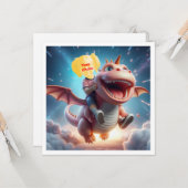 Ihr Kind fliegt auf einem rosa Drachen, Drachenkar Karte (Vorderseite/Rückseite Beispiel)