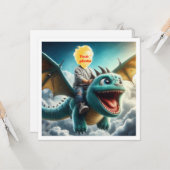 Ihr Kind fliegt mit blauem Drachen, Drachenkarte Karte (Vorderseite/Rückseite Beispiel)