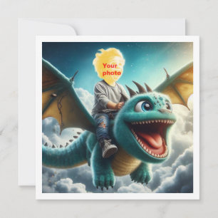 Ihr Kind fliegt mit blauem Drachen, Drachenkarte Karte