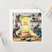 Ihr Kind mit Chamäleons, Eidechsengeburt Karte (Vorderseite/Rückseite Beispiel)