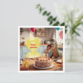 Ihr Kind mit Dinosaurier, Velociraptor Geburtstag Karte (Stehend Vorderseite)