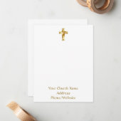 Ihr Kirchenname Gold Cross Elegante Note Card Mitteilungskarte (Vorderseite/Rückseite Beispiel)