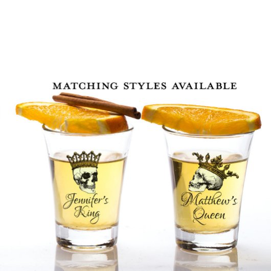 Ihr König Schädel mit Goldkrone Schnapsglas