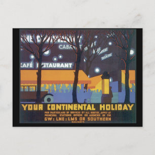 Ihr kontinentales Holiday_Vintage Reiseplakat Feiertagspostkarte