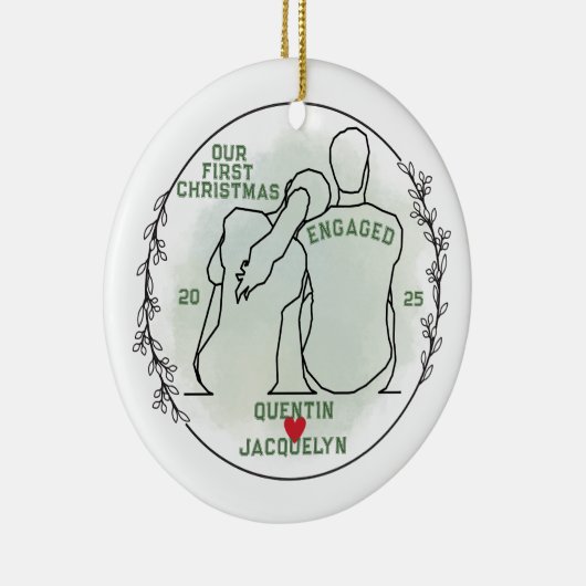 Ihr Kopf auf der Schulter - Erste Weihnachten Verl Keramik Ornament (Rechts)