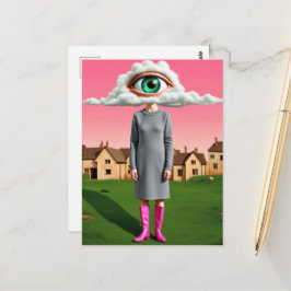 Ihr Kopf in den Wolken Surreal Art Postkarte