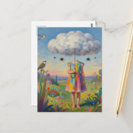 Ihr Kopf war in den Wolken Bunte Surrealistische K Postkarte