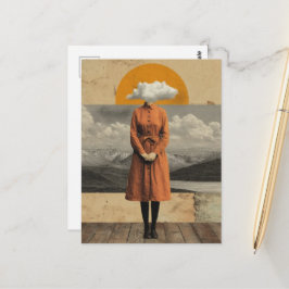 Ihr Kopf war in den Wolken Surrealer Kunst Postkarte