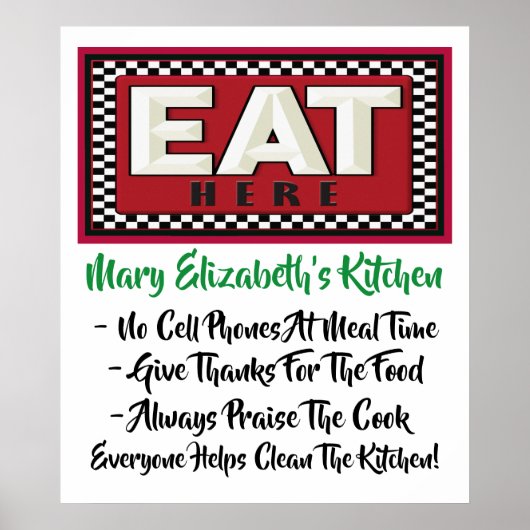 Ihr Küchenregelplakat Poster (Vorne)