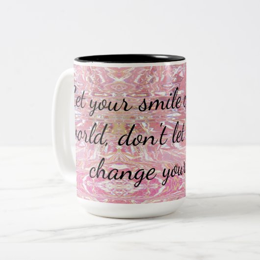 Ihr Lächeln lasse die Ermutigung der Welt veränder Zweifarbige Tasse (Vorderseite Links)
