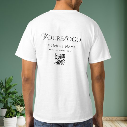 Ihr langes Unternehmen Logo QR Code Scan Text T-Shirt